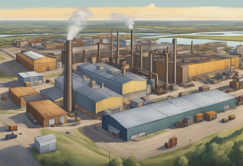 The industrial landscape of Girard, Edmonton is depicted with warehouses, factories, and commercial buildings dominating the area