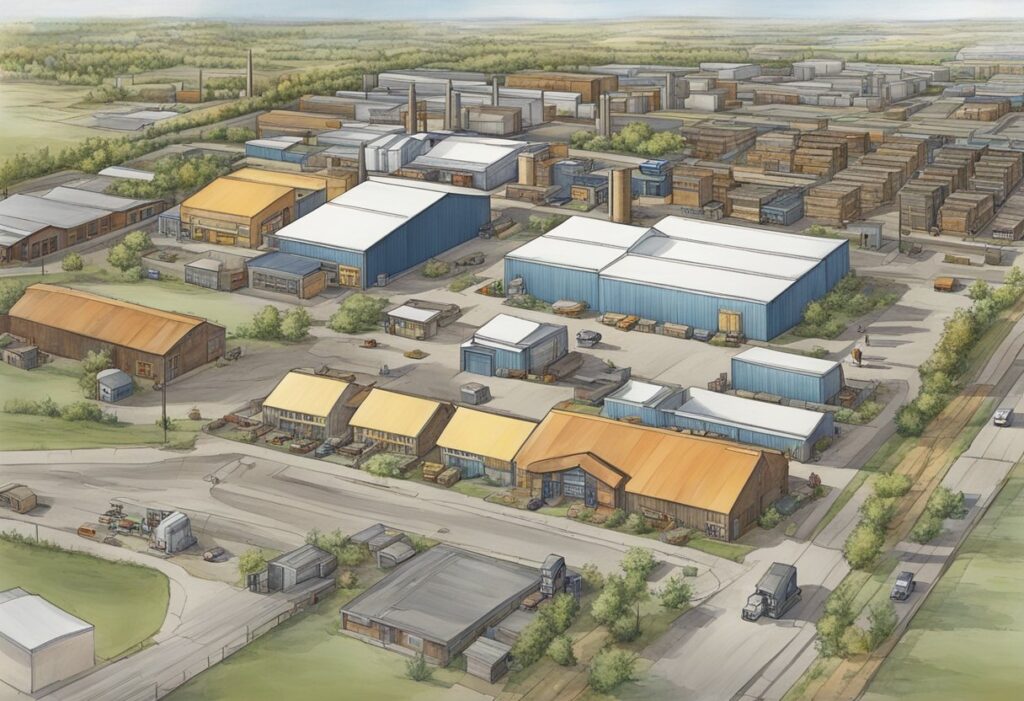 The sunwapta industrial area of Edmonton, with its warehouses and commercial buildings, is depicted in the Seller's Guide for real estate