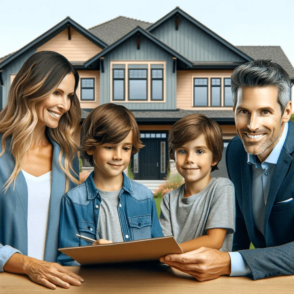 Edmonton real estate agent showing a family a new house